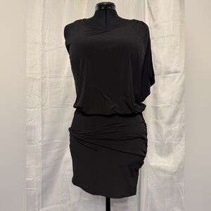 Michael Kors Asymmetrical Black Midi Dress. Size Medium